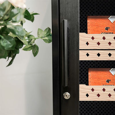 Exquisite Black Wood Cigar Cooler Humidor With Precision Climate Control